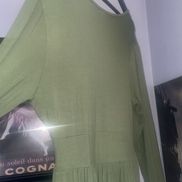 Maxi Dress Size Large Green Olive With Pockets - Picture 4 of 7